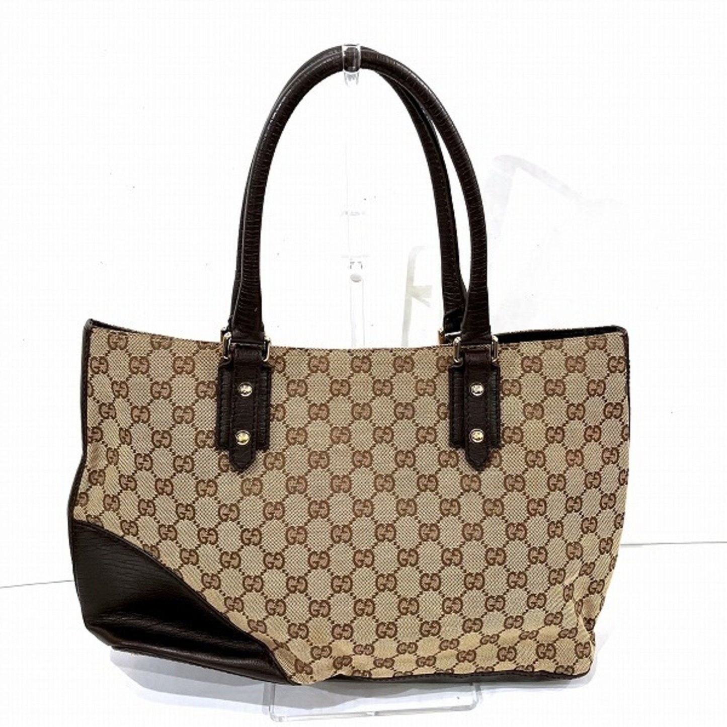 Gucci Horsebit Brown Gg Canvas Leather Tote Bag
