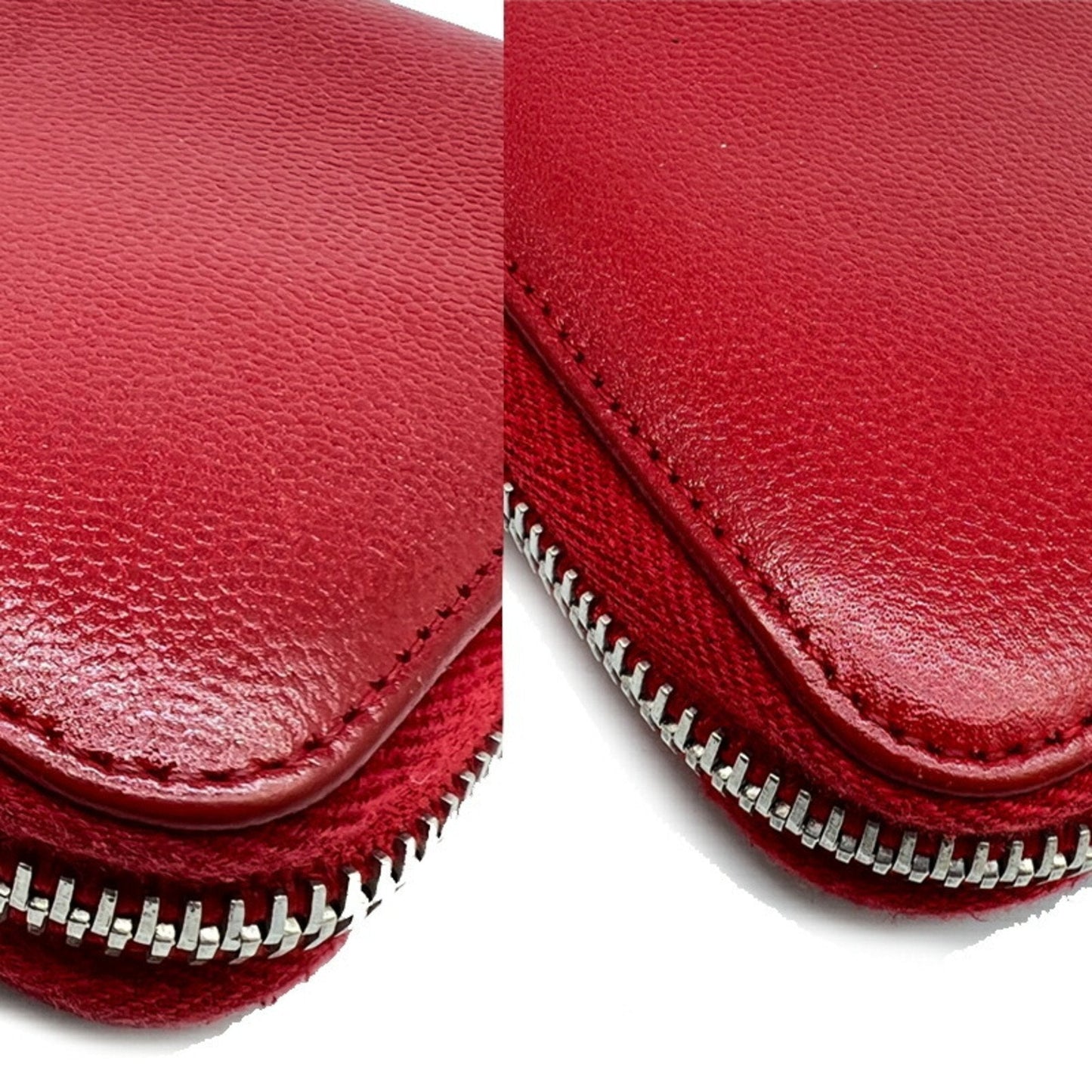 CHANEL Chanel Round Long Wallet Caviar Skin Red Leather Women's Men's