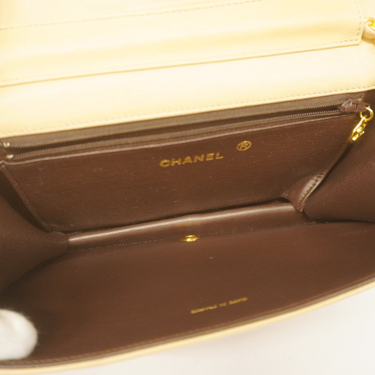 ChanelAuth  Matelasse Chain Shoulder Women's Leather Shoulder Bag Beige