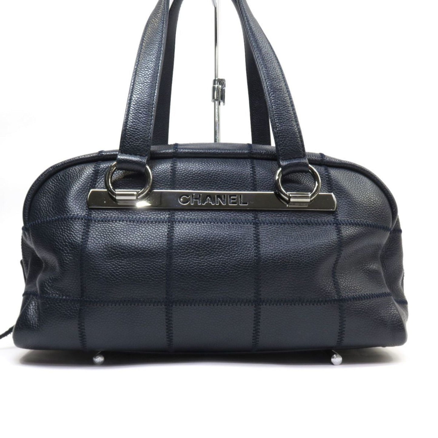 CHANEL Chocolate Bar Boston Bag Shoulder Caviar Skin