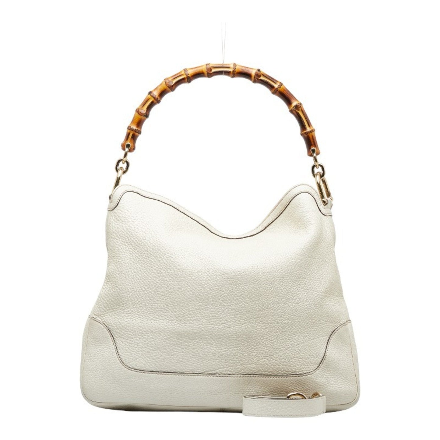 GUCCI Bamboo GG Canvas Handbag Shoulder Bag 282315 White Leather Ladies