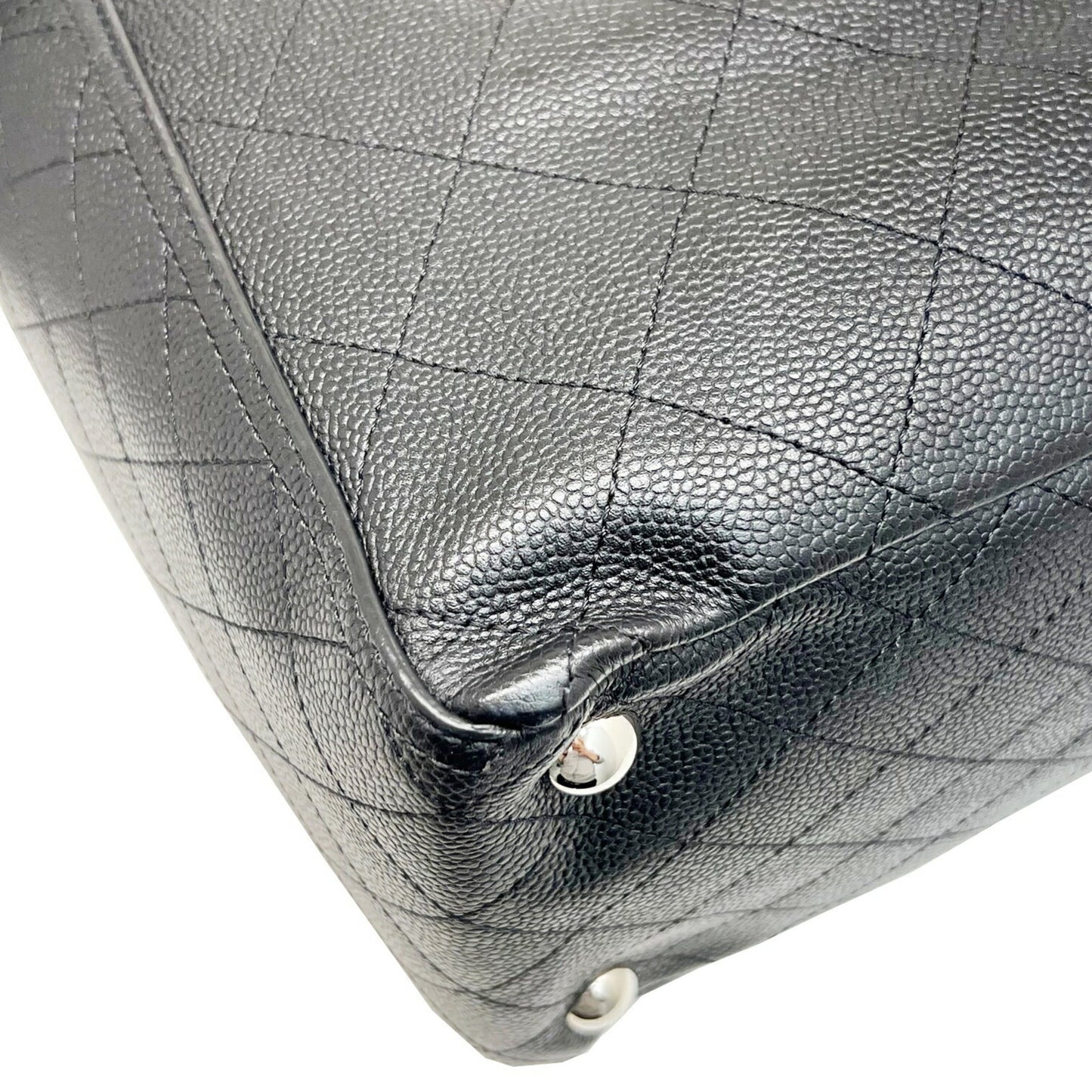 Chanel Wild Stitch Shoulder HandBag Chain Tote Caviar Skin Black No. 19 Women's