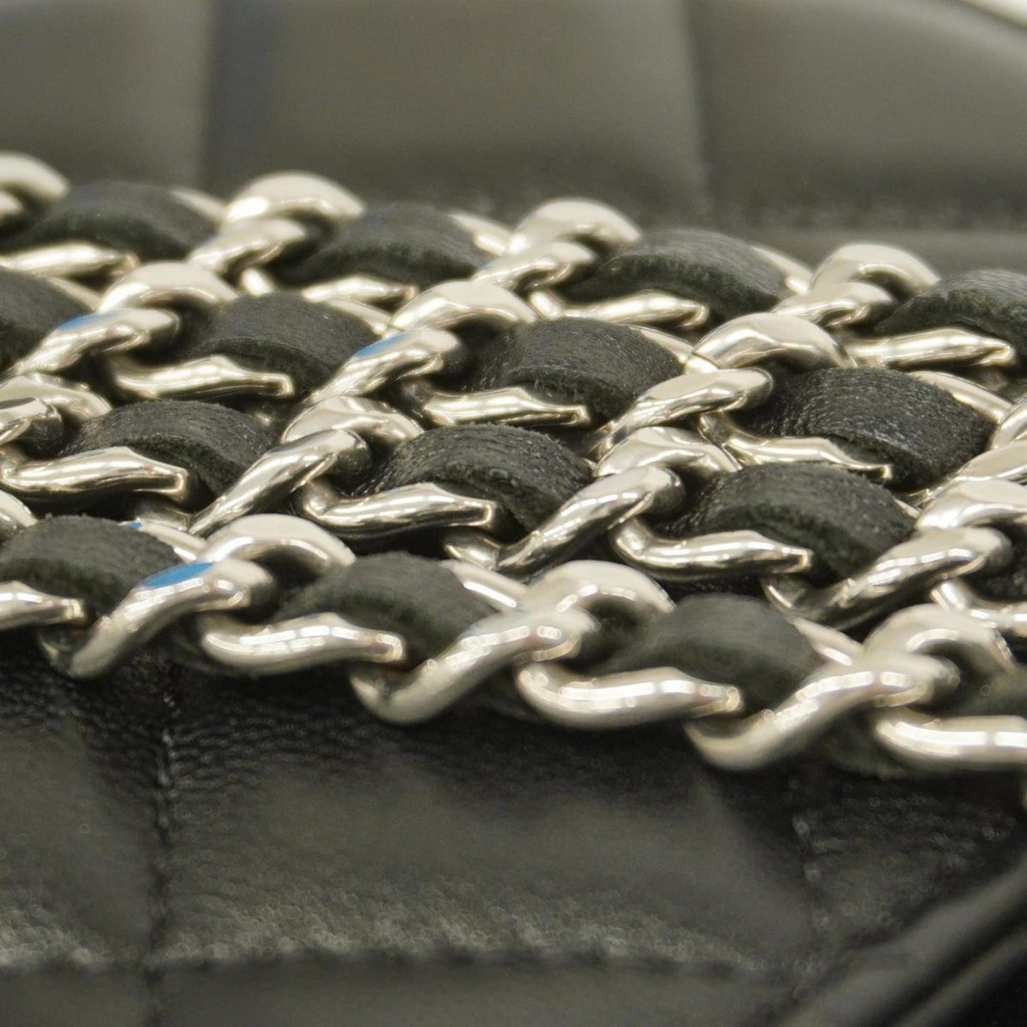 Chanel Shoulder Wallet Matelasse Chain Lambskin Black Women's