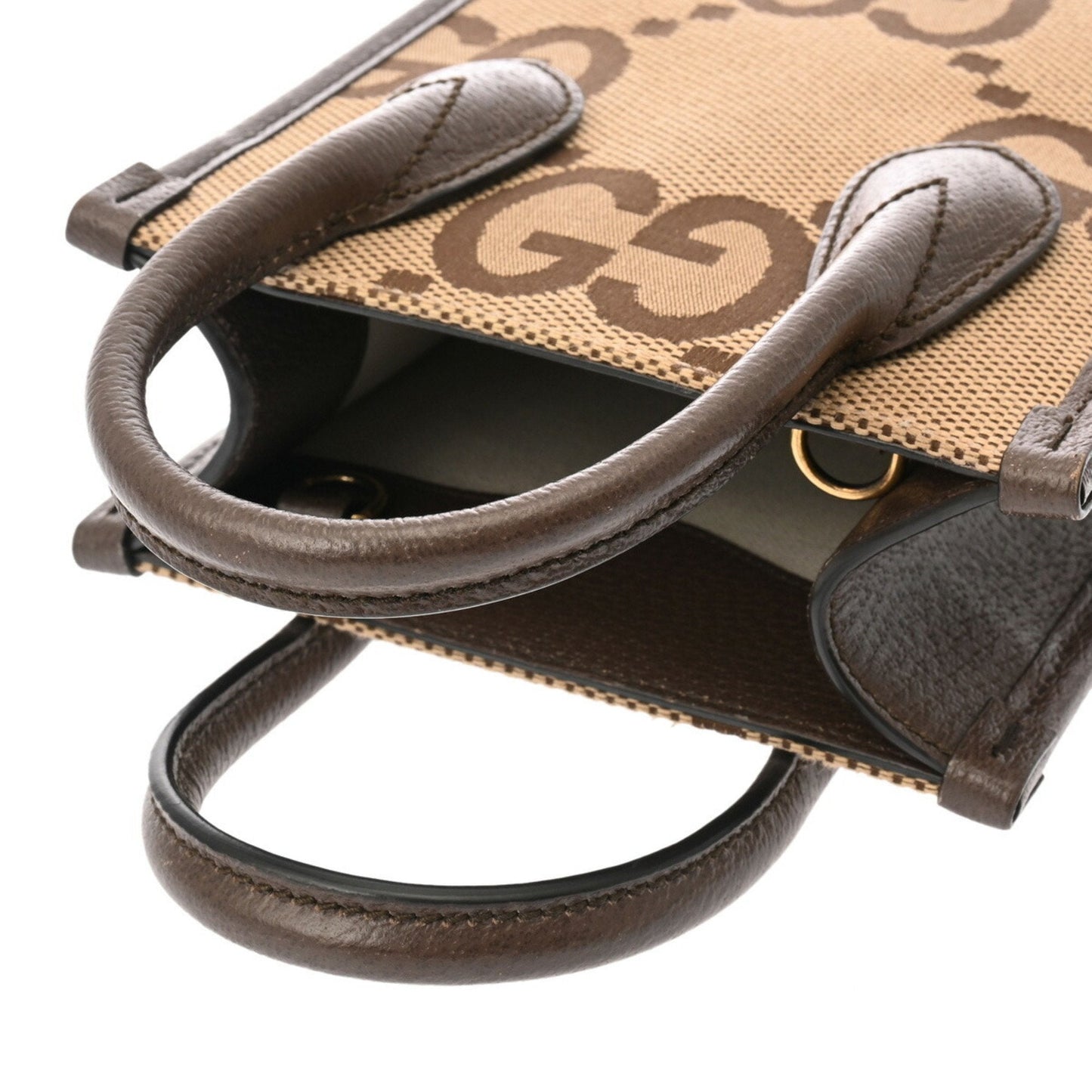 Gucci Gg Canvas Beige Brown Gg Canvas Leather Handbag Tote Bag