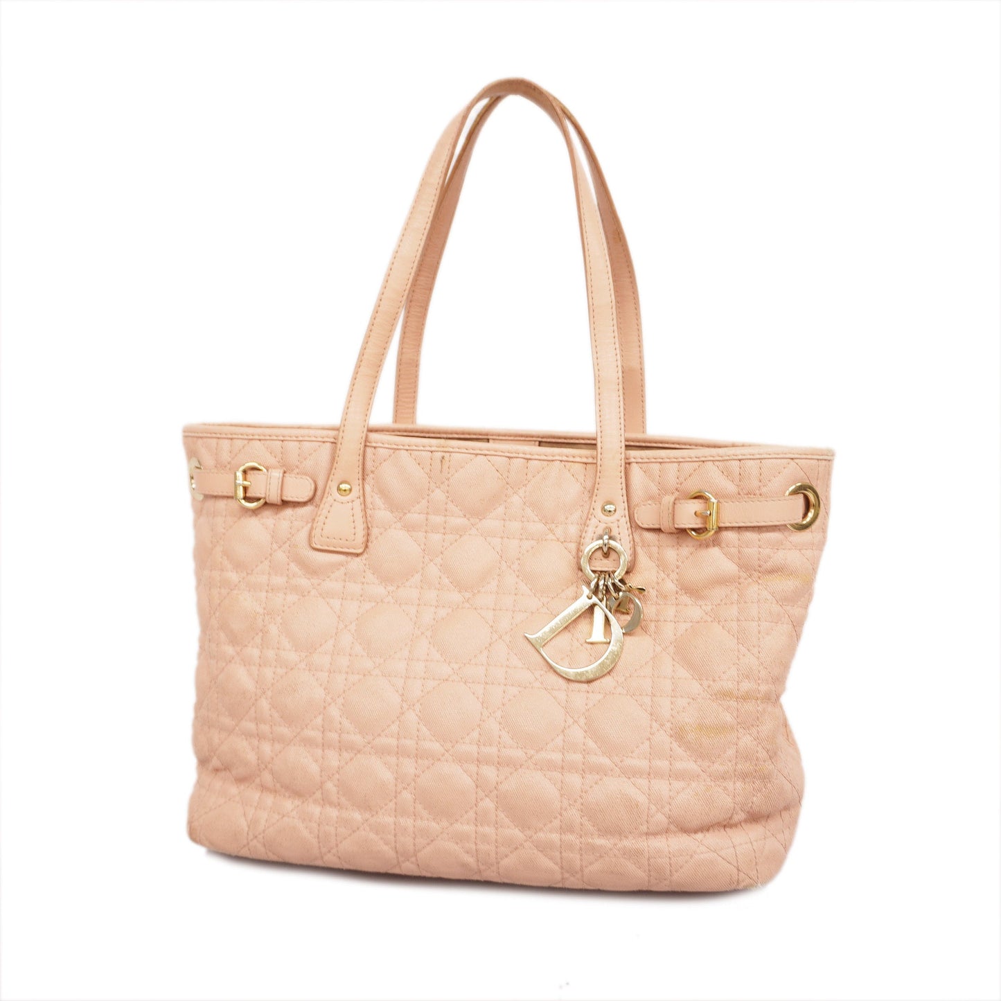 CHRISTIAN DIORAuth  2way Bag Cannage Lady Dior Women's Leather,PVC Tote Bag Pink