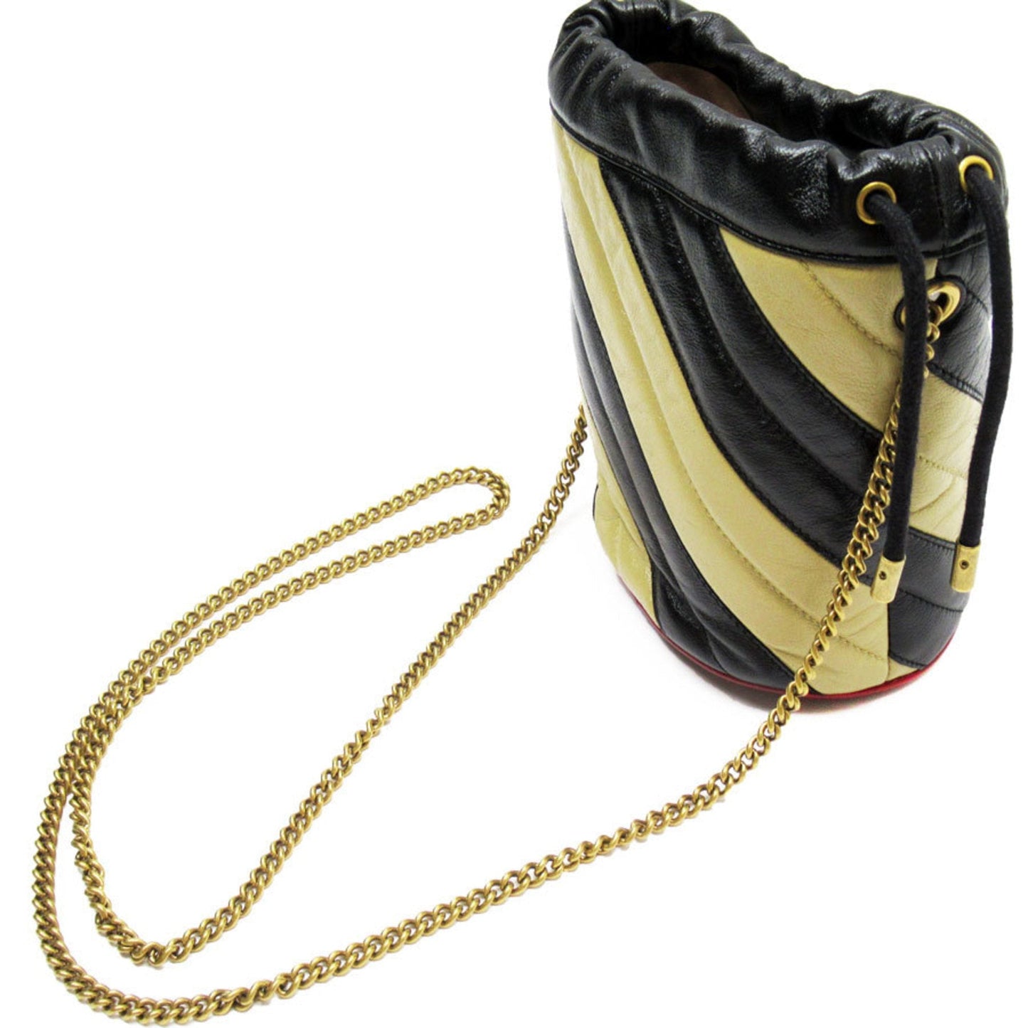Gucci Beige Black Leather Shoulder Bag
