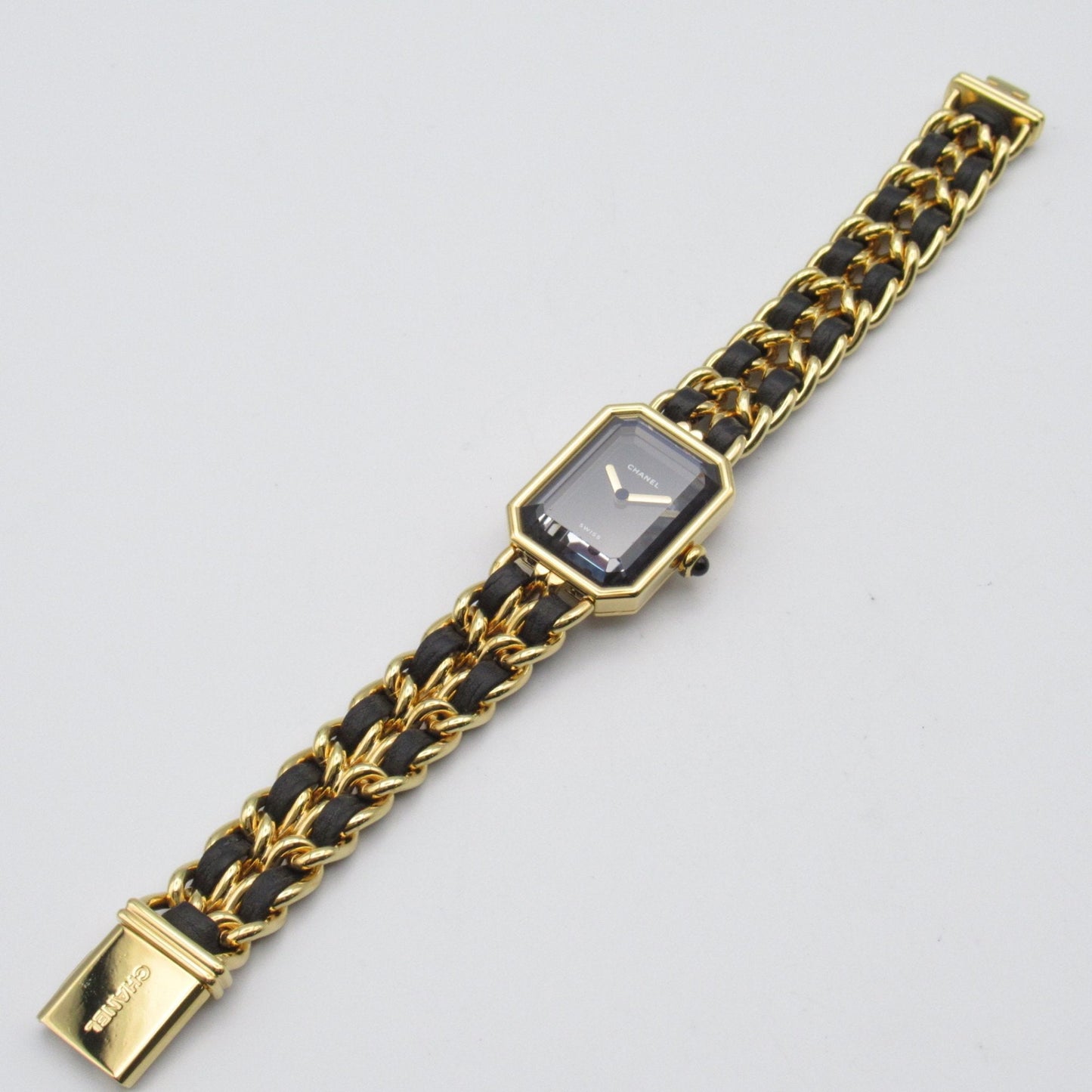 CHANEL Premiere L Wrist Watch H0001 Quartz Black Gold Plated Leather belt H0001