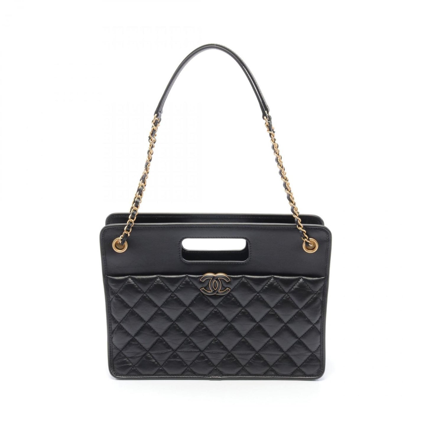 CHANEL Coco Mark Small Bag Matelasse Shoulder Leather Women's Black