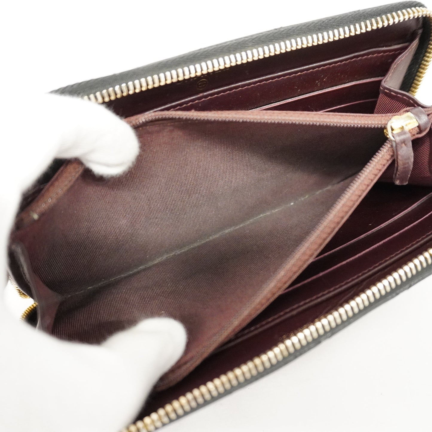 ChanelAuth  Matelasse Gold Hardware Women's Caviar Leather Long Wallet Black
