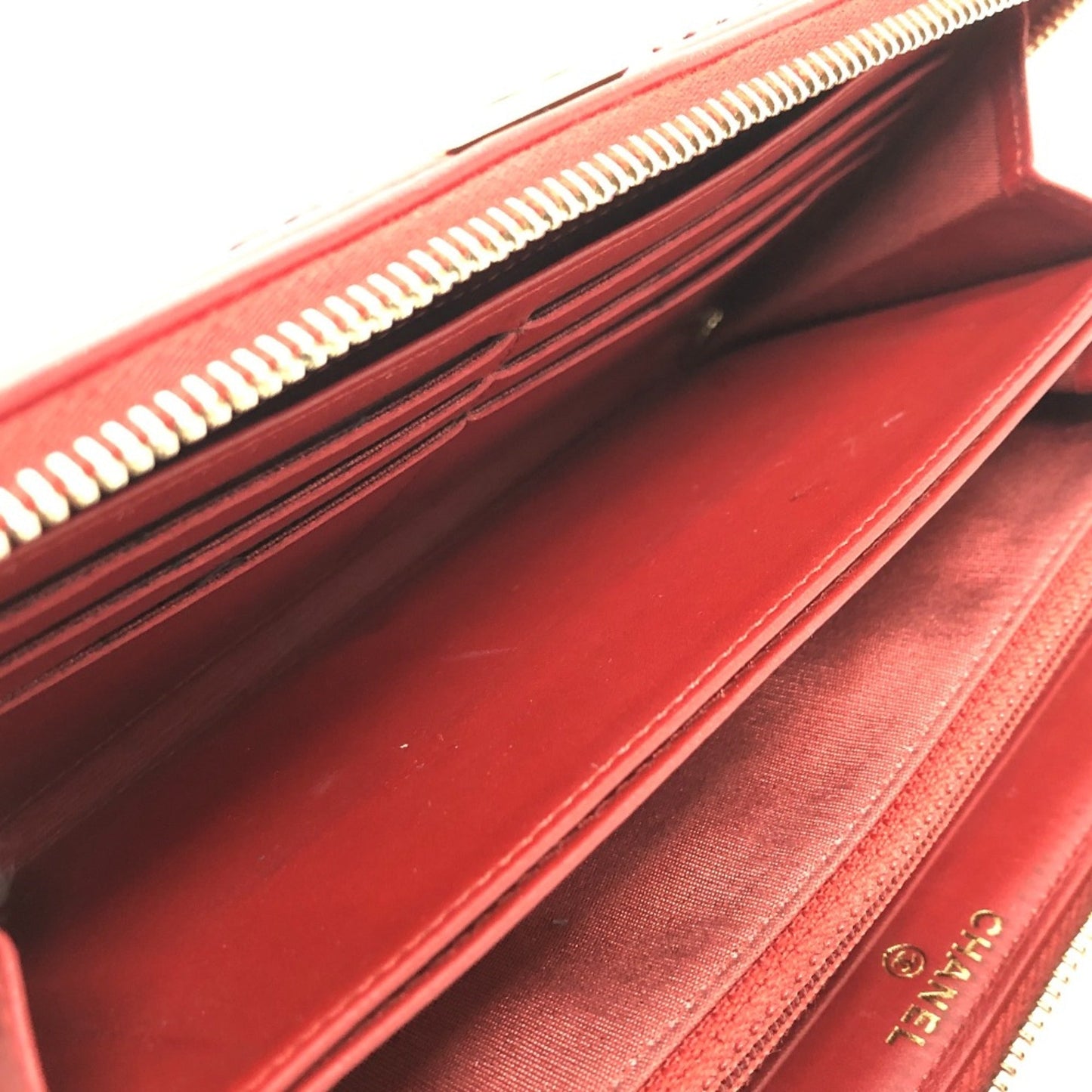 Chanel CC Mark Zip Around Long Wallet Red GoldHardware