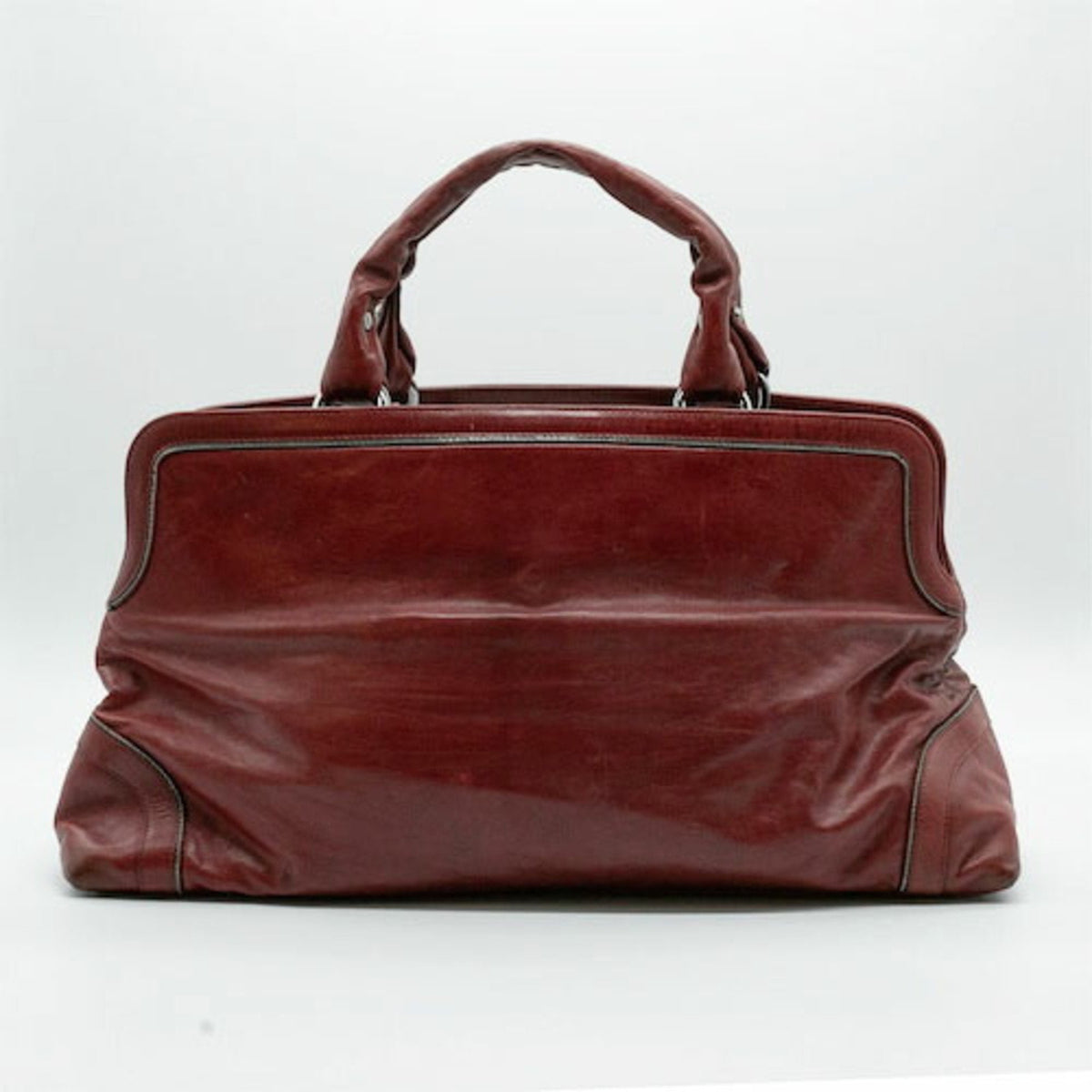 CHANEL Handbag Coco Mark Leather Red Silver P13004 PD5