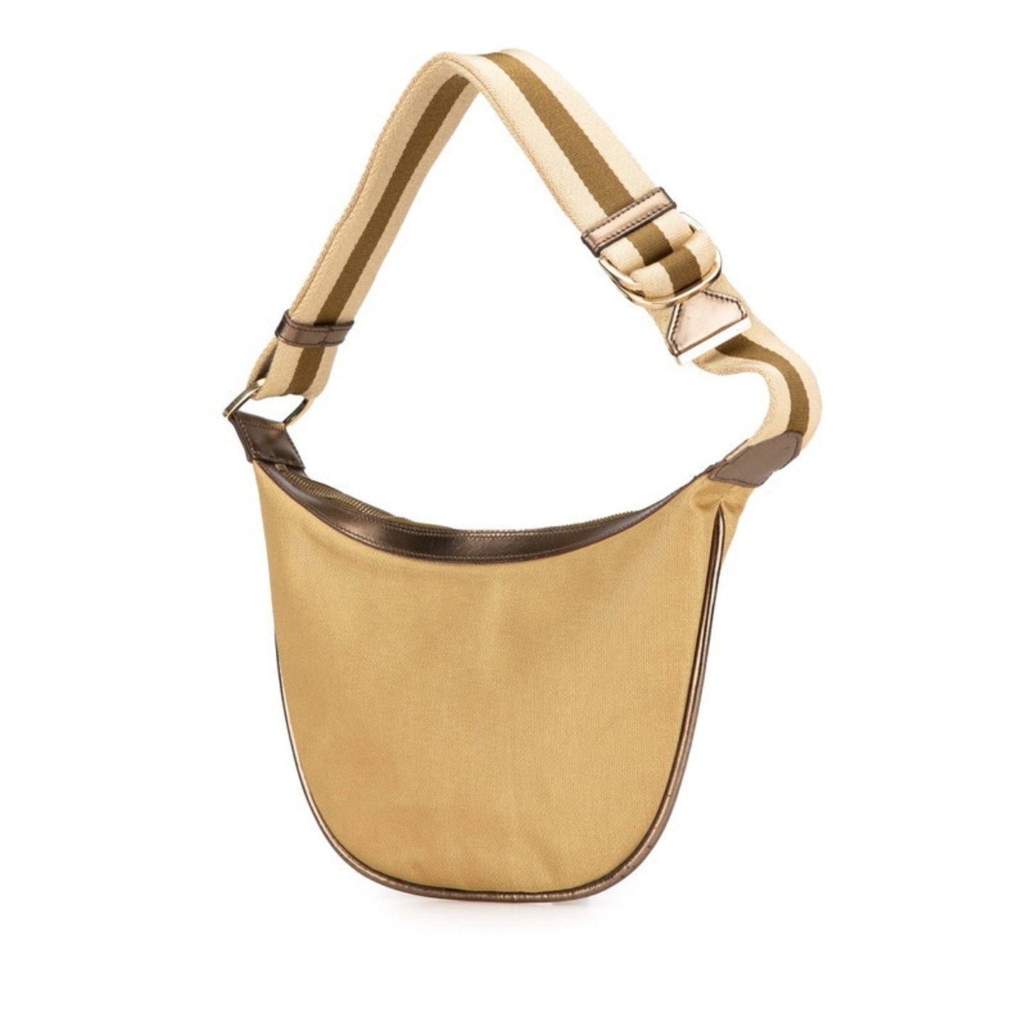 Gucci Beige Bronze Canvas Leather Handbag