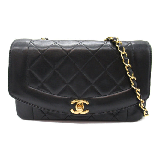 CHANEL Matelasse Diana ChainShoulder Bag Black Lambskin (sheep leather)