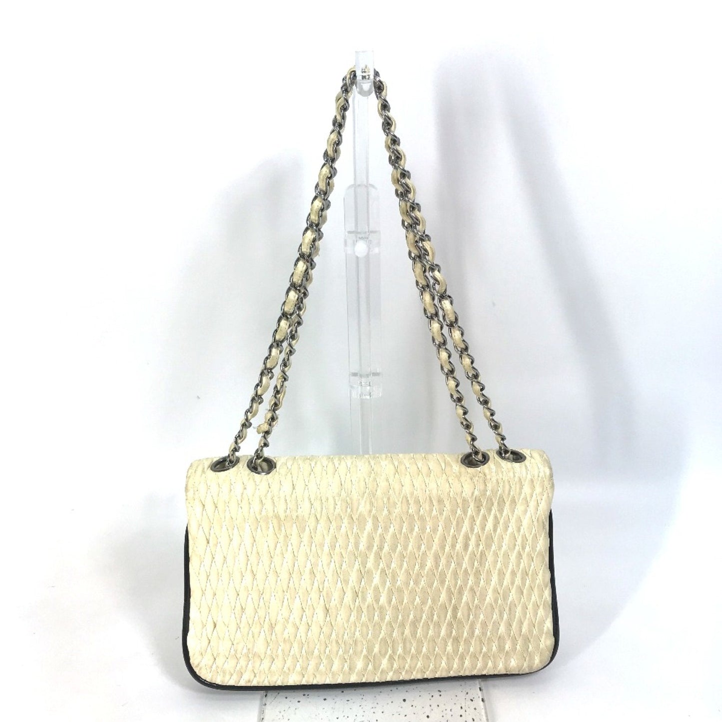 Chanel CC Chain bag Crossbody Double Chain Shoulder Bag White SilverHardware