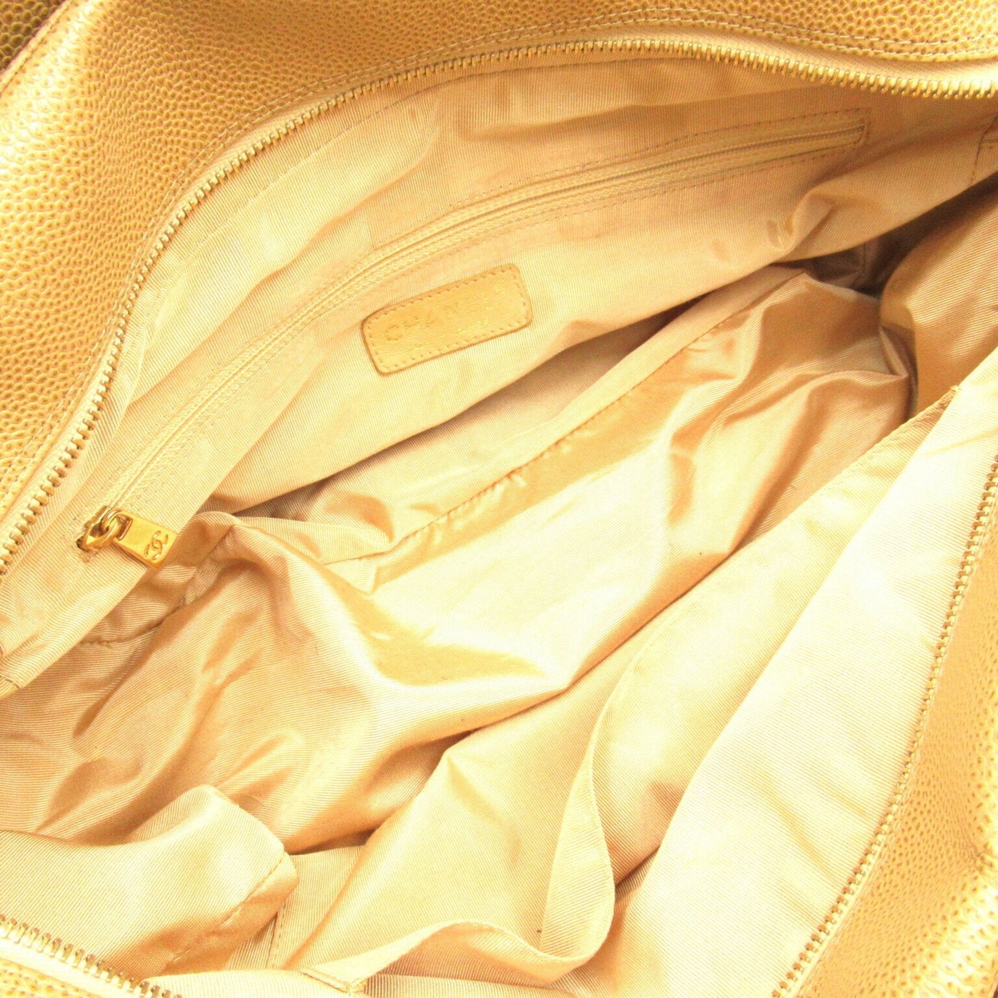 CHANEL Shoulder Tote Bag Caviar Skin (Grained Calf) Women's Beige A18004