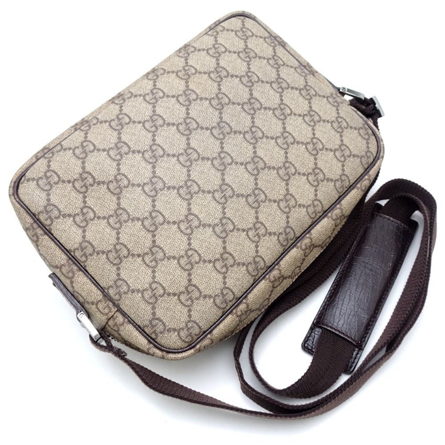 Gucci Beige Brown Pvc Leather Shoulder Bag