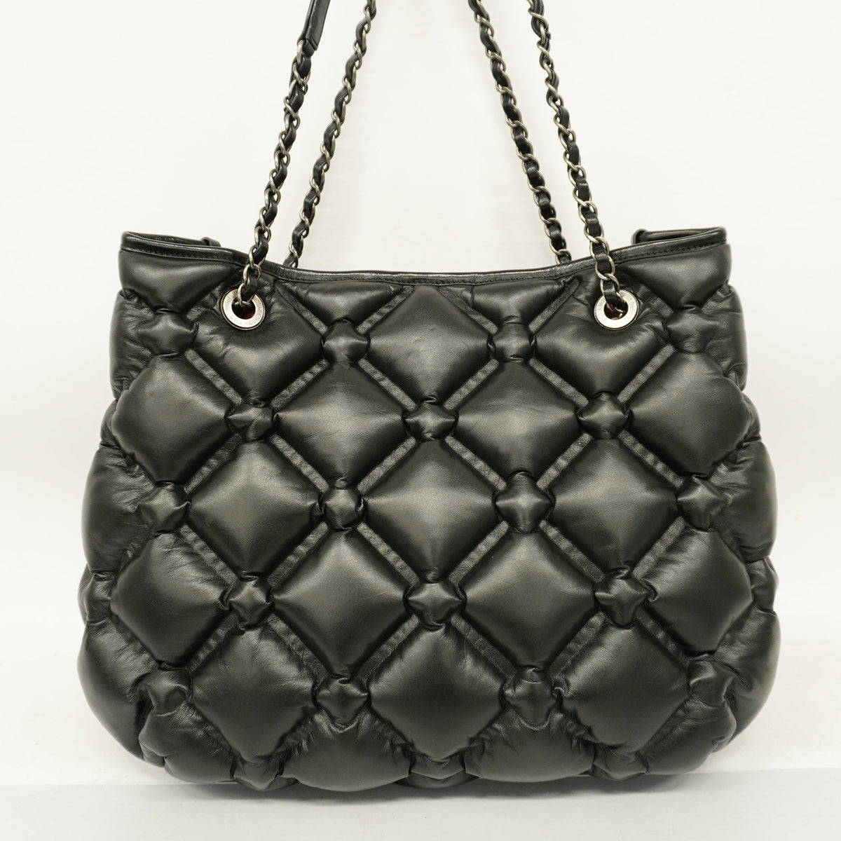 ChanelAuth  Bubble Quilt Chain Shoulder Women's Leather Shoulder Bag Black