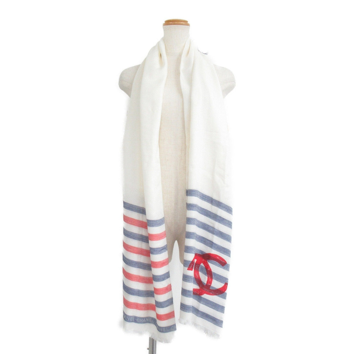 CHANEL Scarf Cashmere Silk Modal Women's White