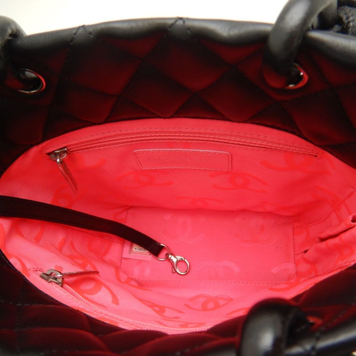 CHANEL Small Tote A25166 Bag Cambon Line Calfskin Black White 251875