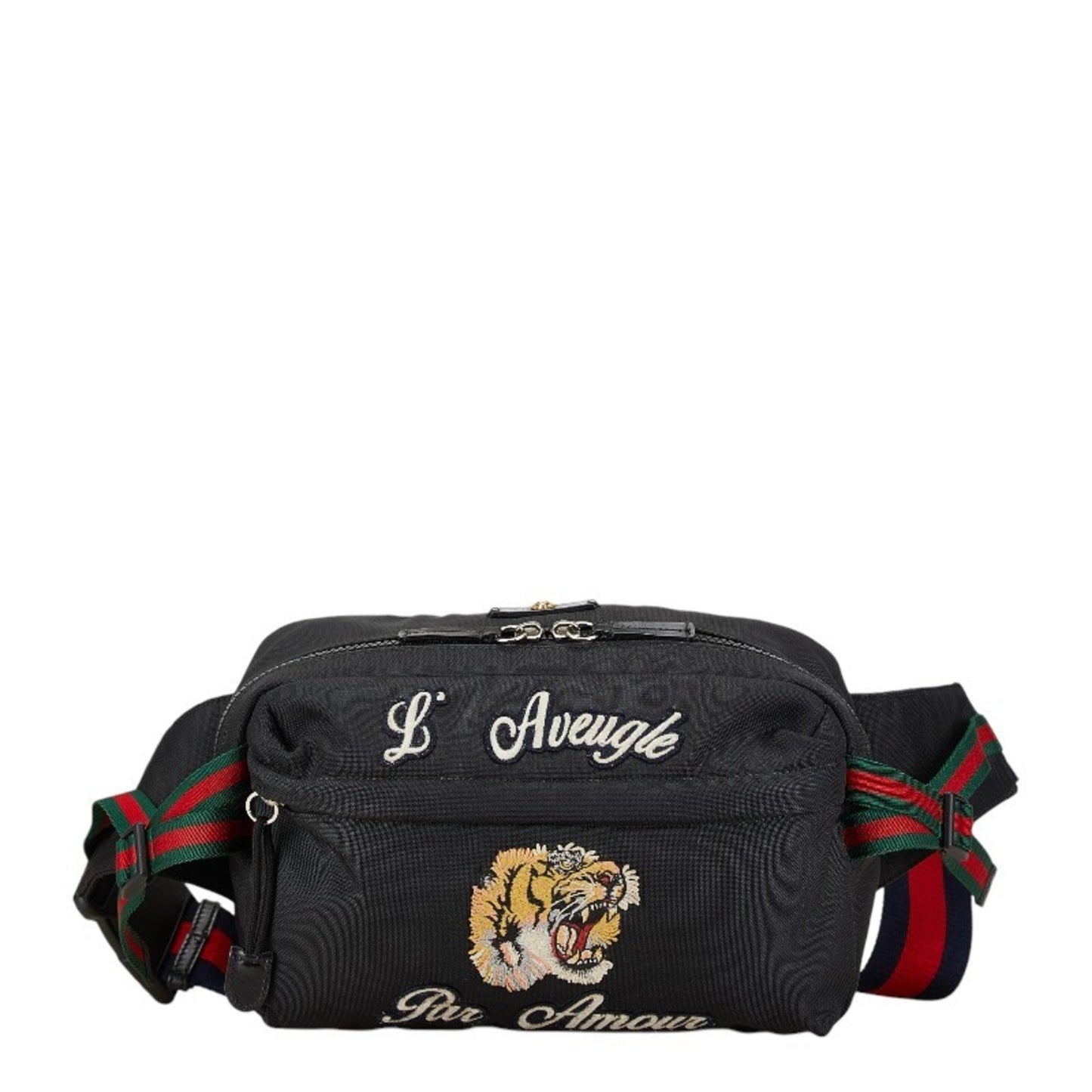 Gucci Black Multi-Color Canvas Sling Bag ()