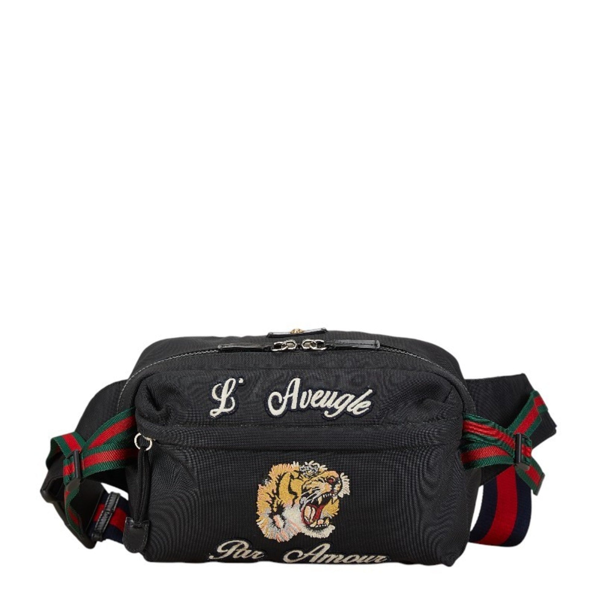 Gucci Black Multi-Color Canvas Sling Bag ()