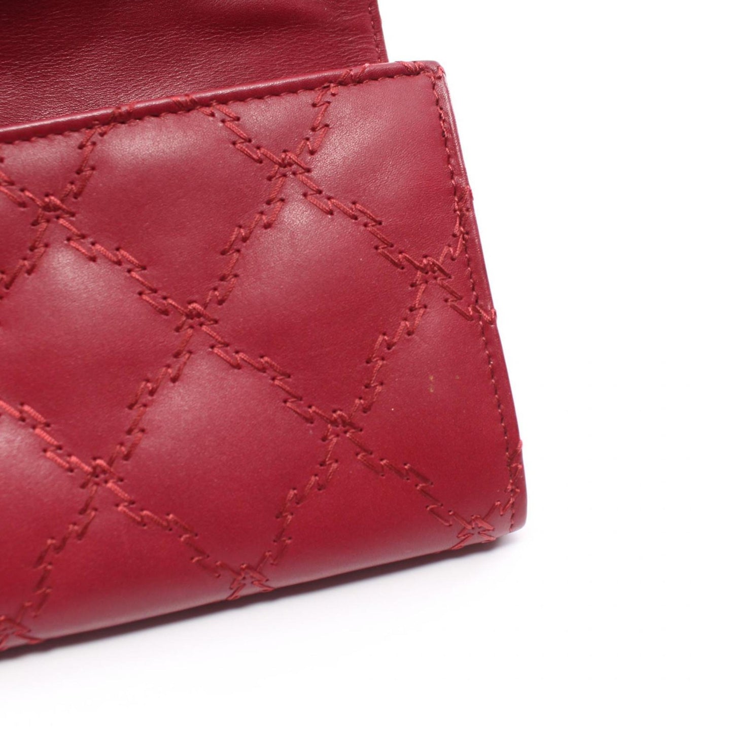 CHANEL Ultra Stitch Coco Mark Bi-fold Long Wallet Leather Women's Red A69097