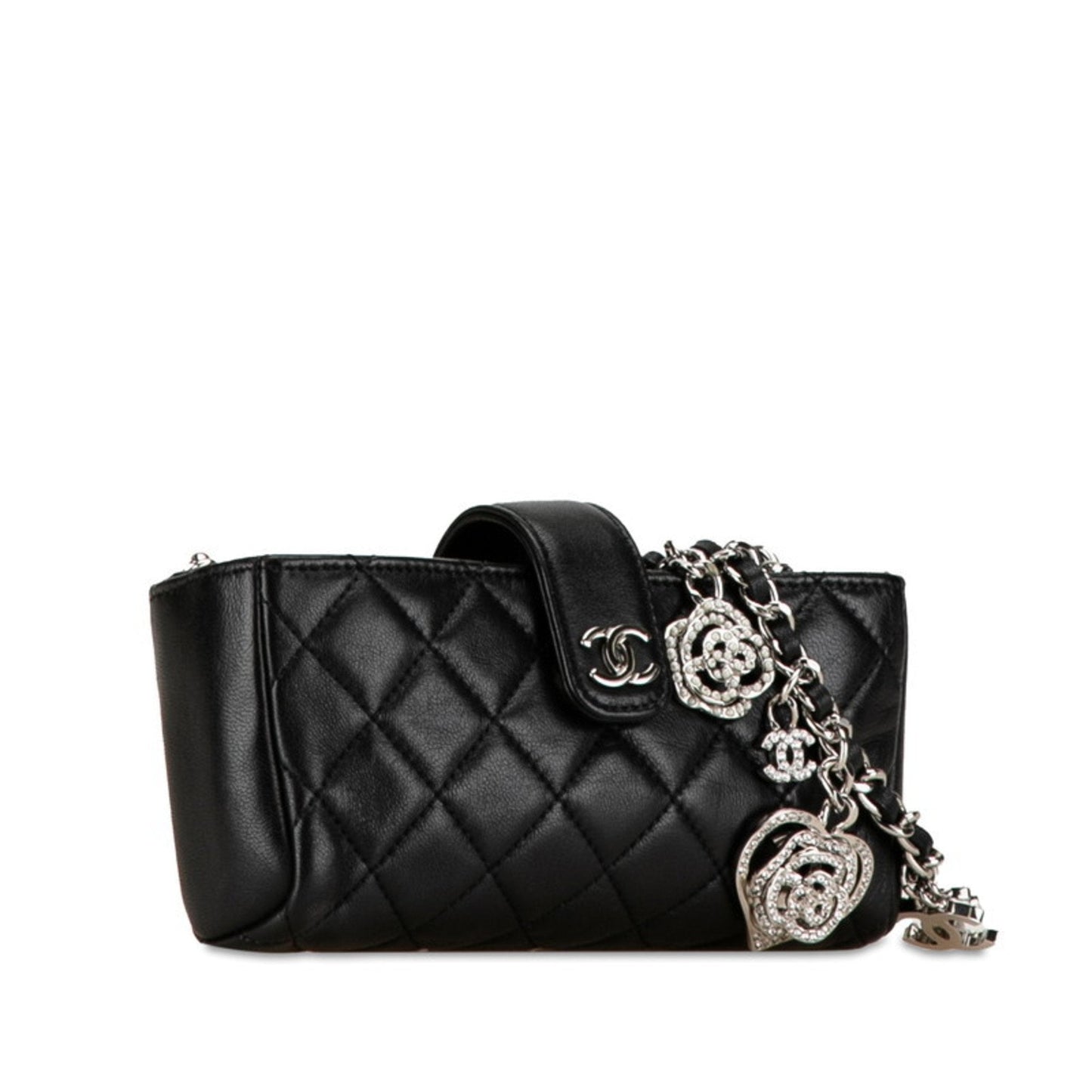 Chanel Matelasse Coco Mark Chain Shoulder Bag Black Lambskin Women's CHANEL