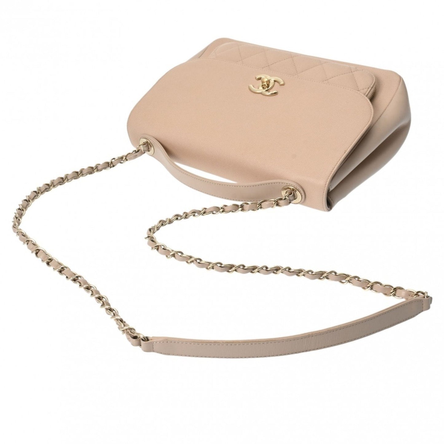 CHANEL Chanel Matelasse Affinity Large Beige Women's Caviar Skin Shoulder Bag