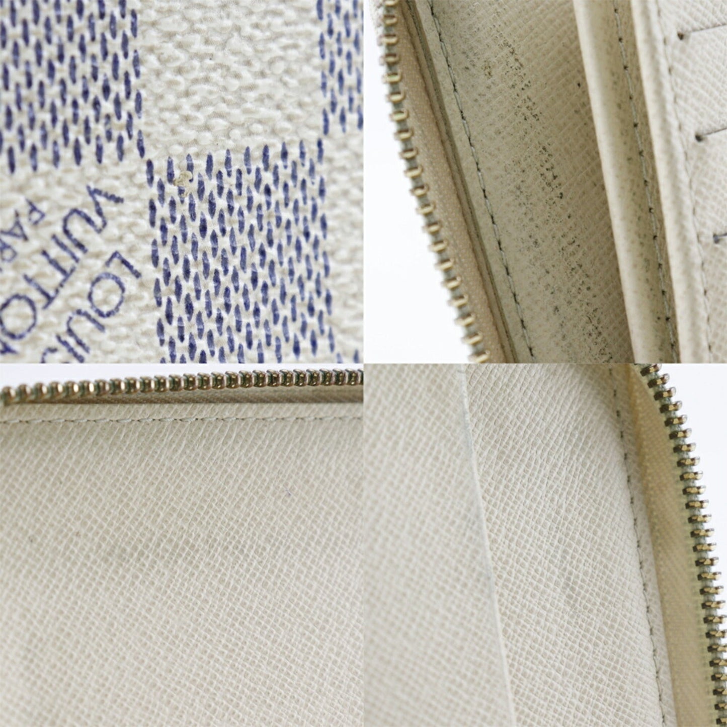 LOUIS VUITTON Zippy Organizer Long Wallet N60012 Damier Azur Canvas France Year 2008 White VI1088 Zipper Unisex