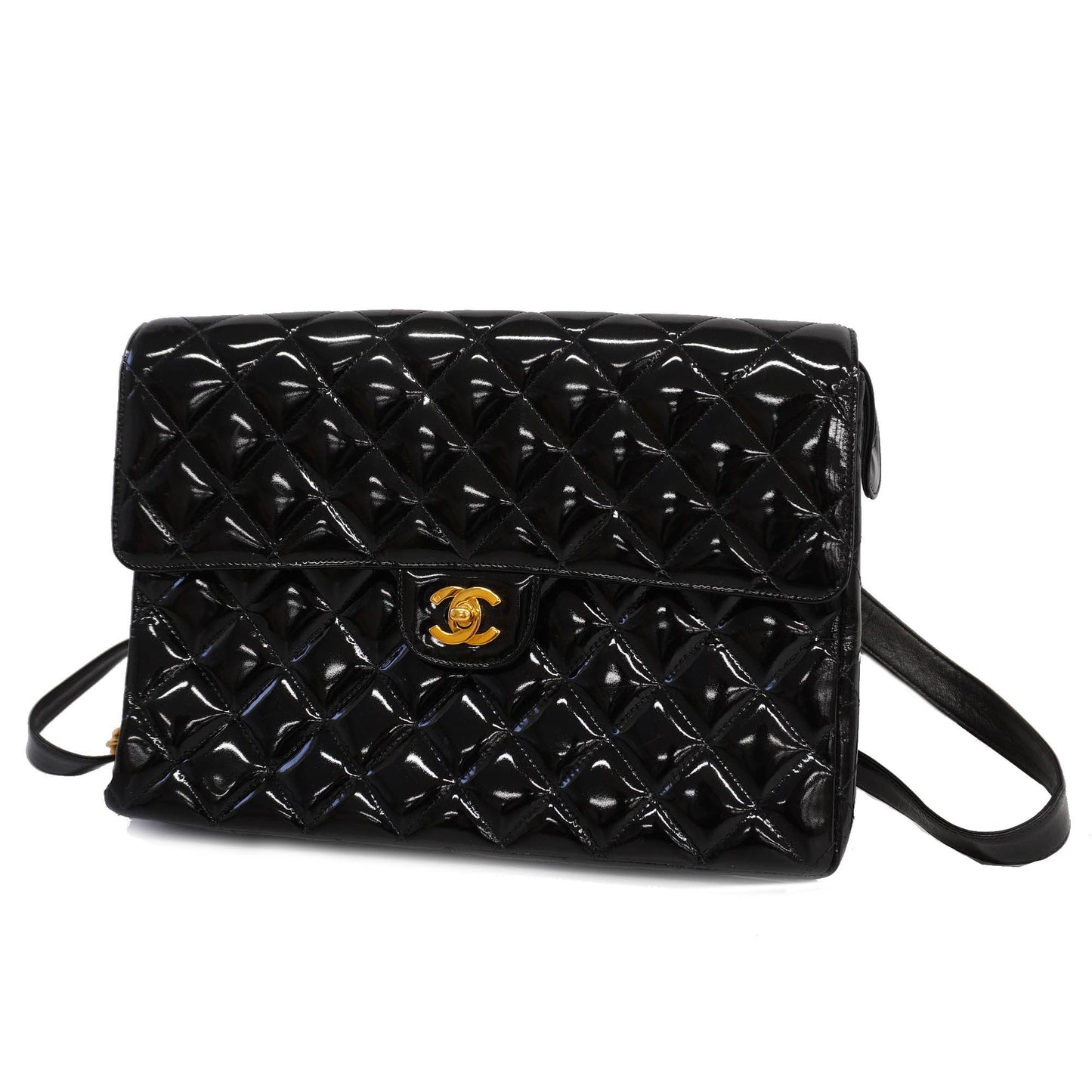 ChanelAuth  Matelasse Rucksack Chain Shoulder Women's Patent Leather Backpack