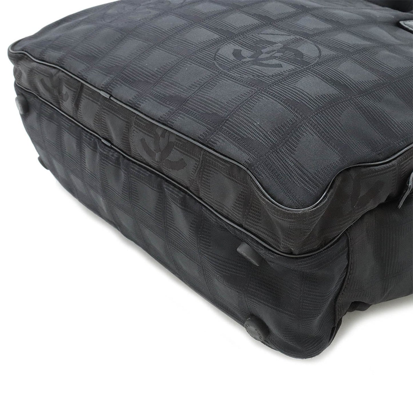 CHANEL New Travel Line Handbag Tote Bag Shoulder Nylon Jacquard Leather Black A15970