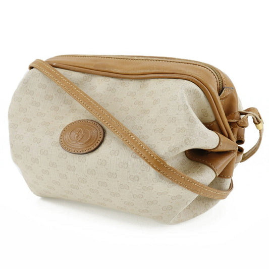 GUCCI Old  Shoulder Bag 077-115-5770 PVC Coated Canvas Made in Italy Beige Crossbody Zipper Women's