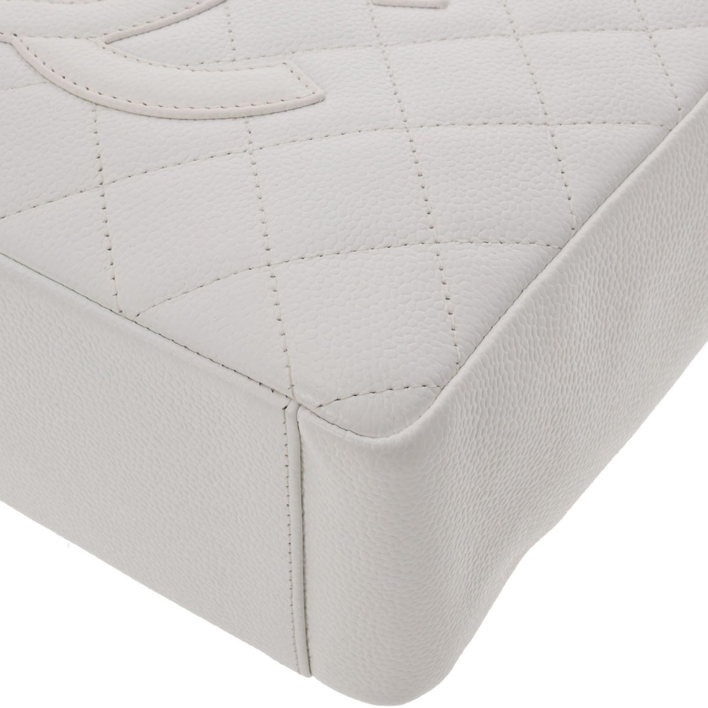 CHANEL PST White Women's Caviar Skin Tote Bag