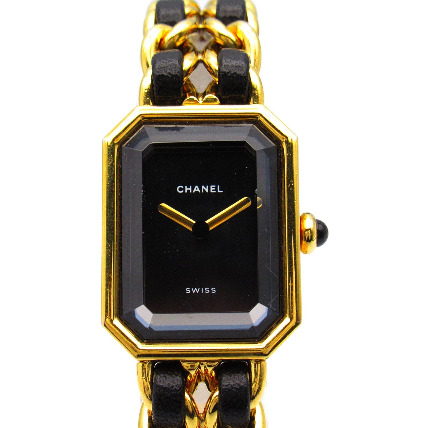 CHANEL Premiere L Wrist Watch H0001 Quartz Black Gold Plated Leather belt H0001