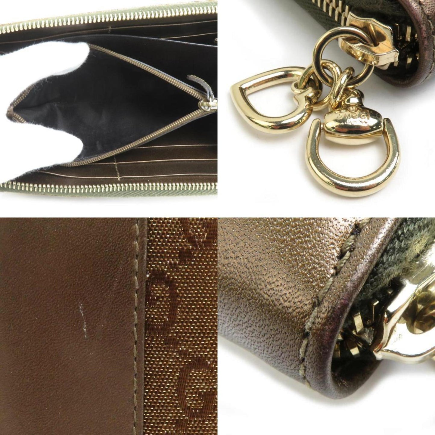 Gucci Brown Canvas Leather Long Wallet (Bi-Fold)
