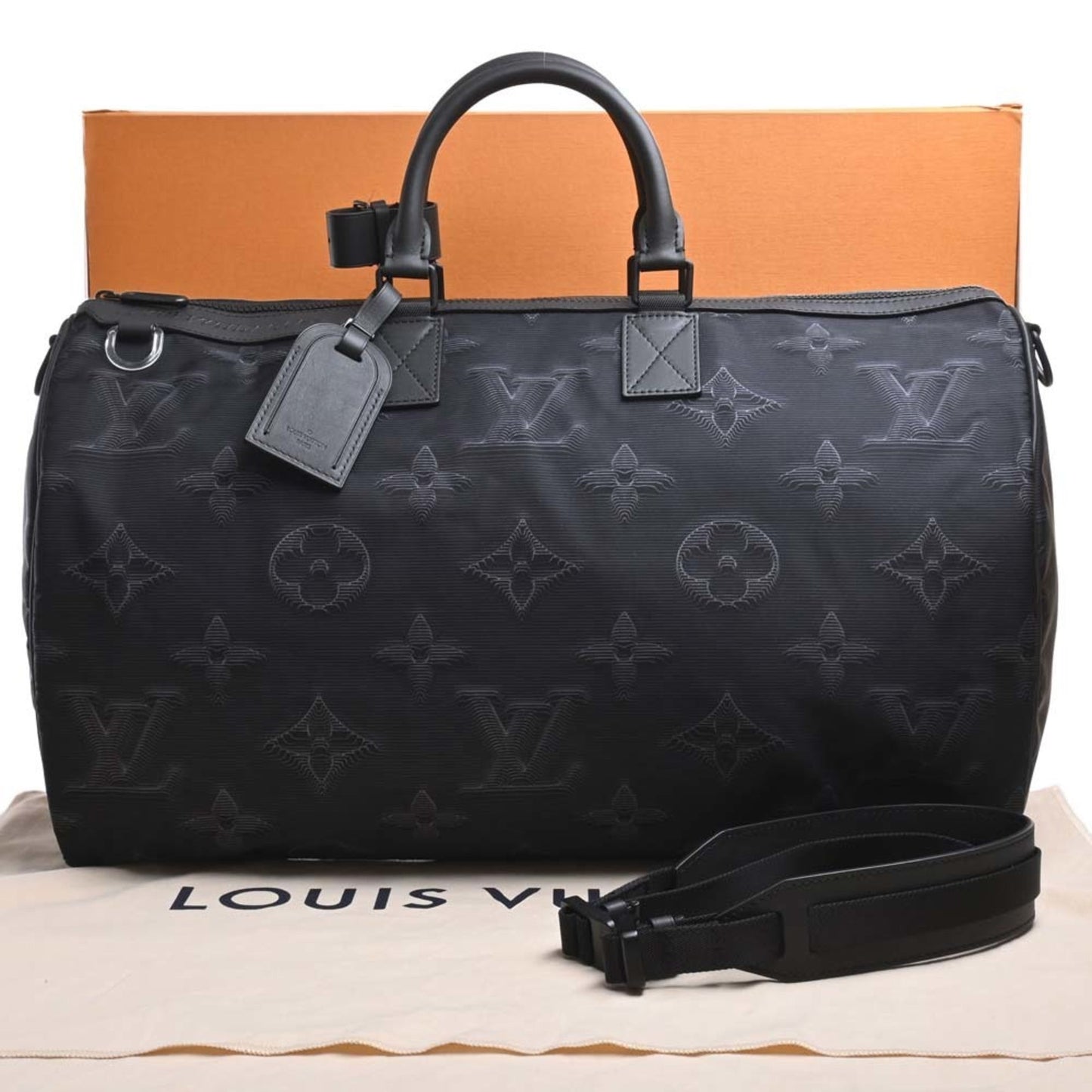 LOUIS VUITTON Monogram Nylon Keepall Bandouliere Reversible 50 Handbag Boston Bag M45602 Black Green Men's