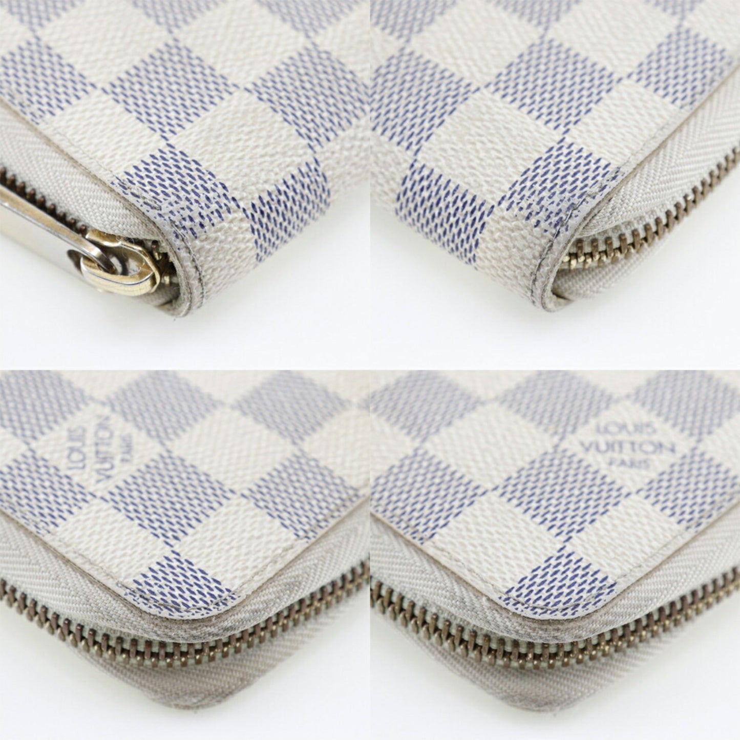 LOUIS VUITTON Zippy Organizer Long Wallet N60012 Damier Azur Canvas France Year 2008 White VI1088 Zipper Unisex
