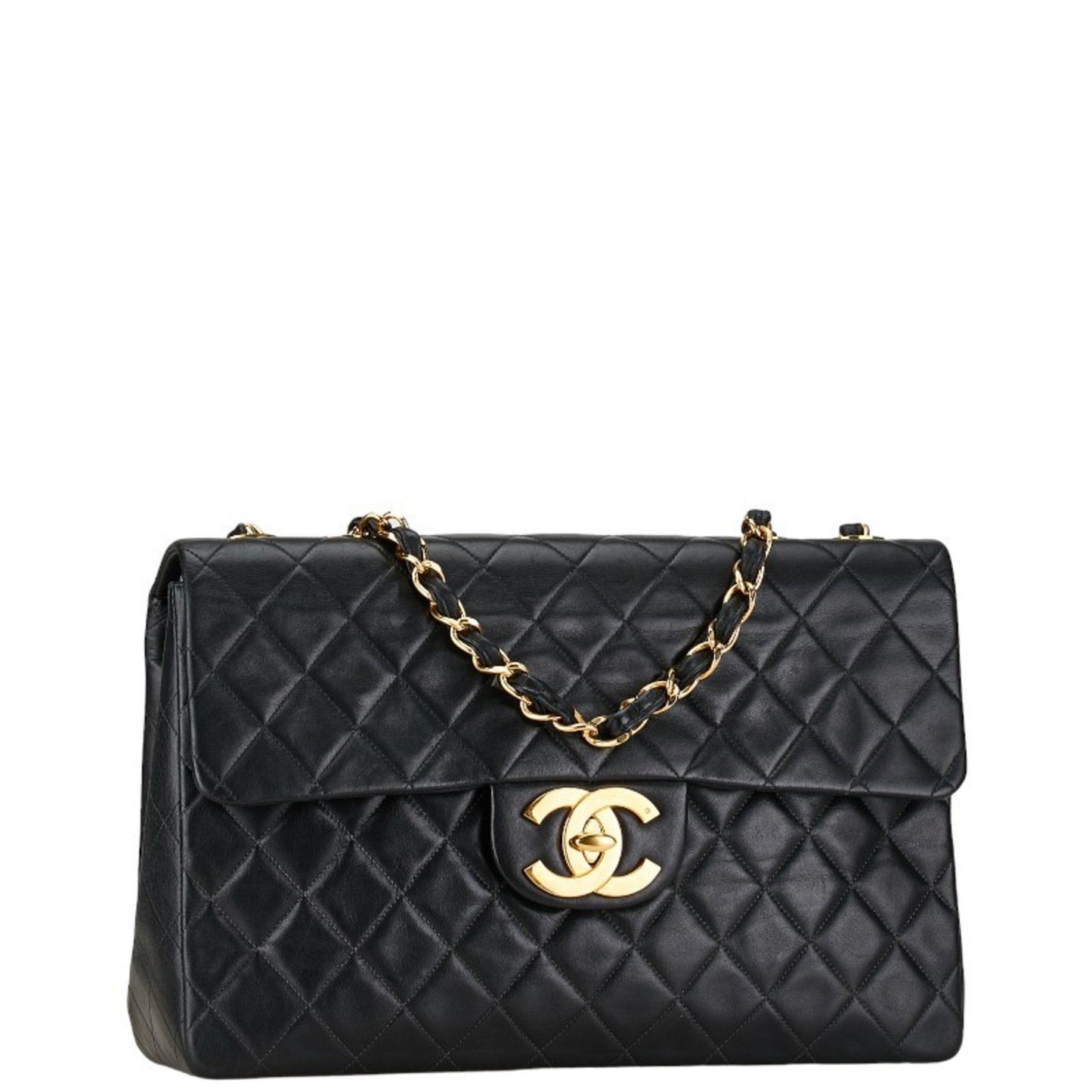 CHANEL Matelasse Deca Coco Mark Chain Shoulder Bag Black Lambskin Women's
