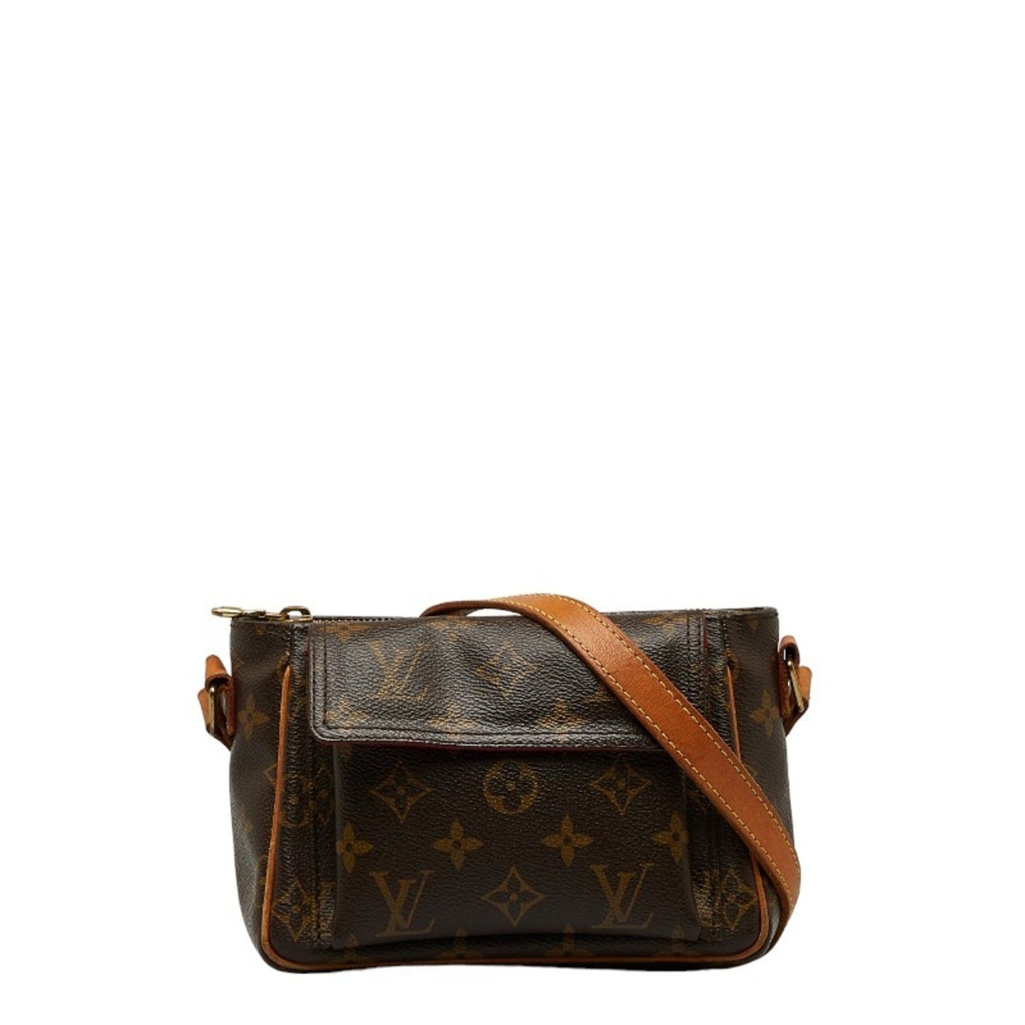 LOUIS VUITTON Monogram Vivacite PM Shoulder Bag M51165 Brown PVC Leather Women's