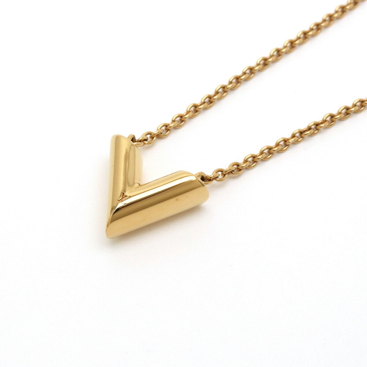 LOUIS VUITTON Necklace Essential V Pendant GP Gold M61083