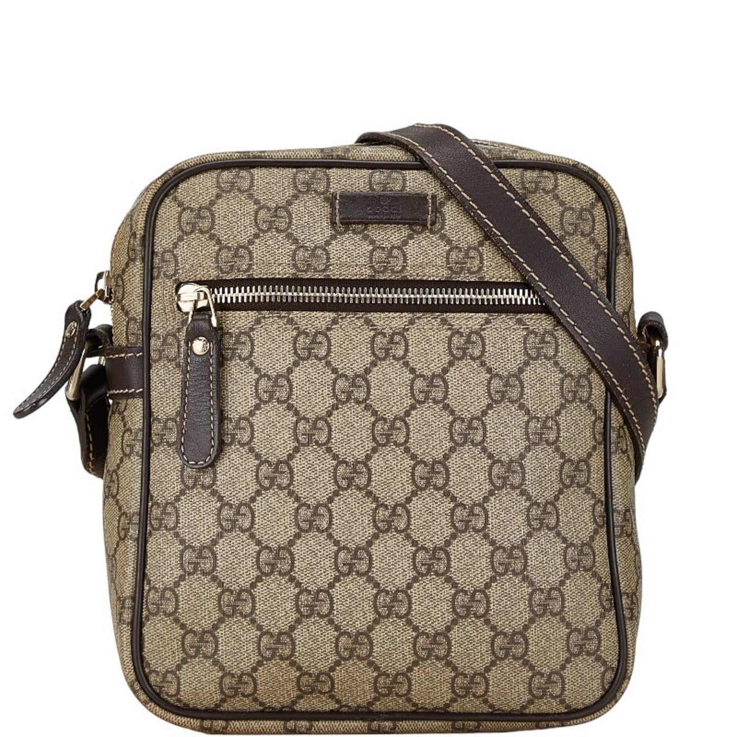 Gucci Beige Brown Khaki Pvc Leather Shoulder Bag ()