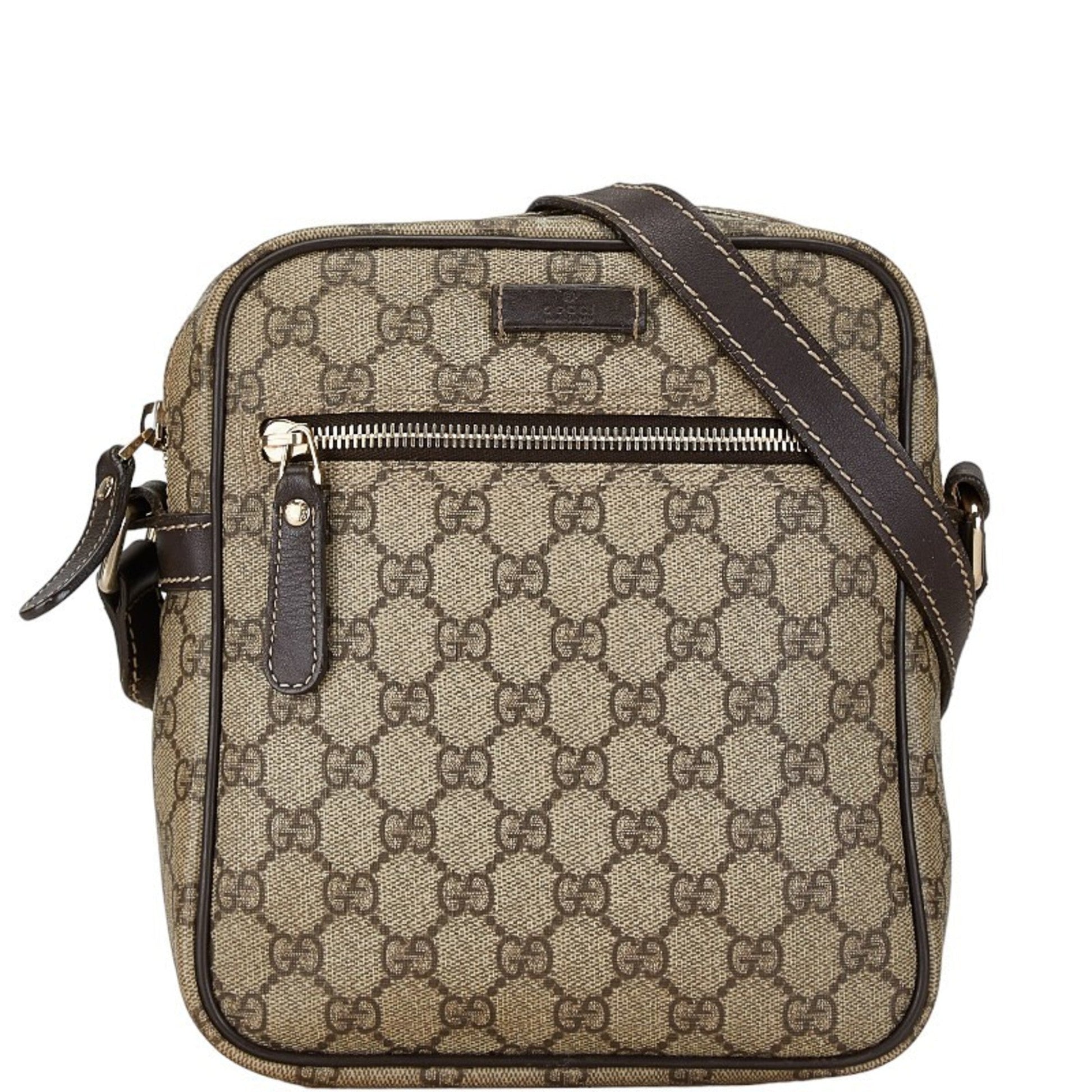Gucci Beige Brown Khaki Pvc Leather Shoulder Bag ()
