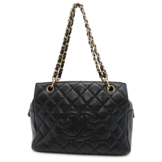 Chanel Chain Tote Bag Matelasse Coco Mark Caviar Skin A18004 CHANEL Black