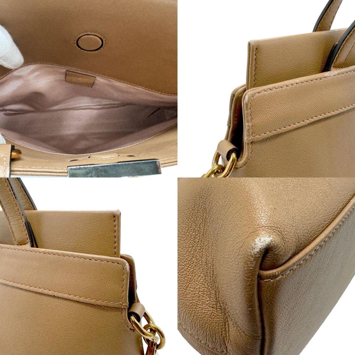Gucci Beige Leather Handbag Shoulder Bag
