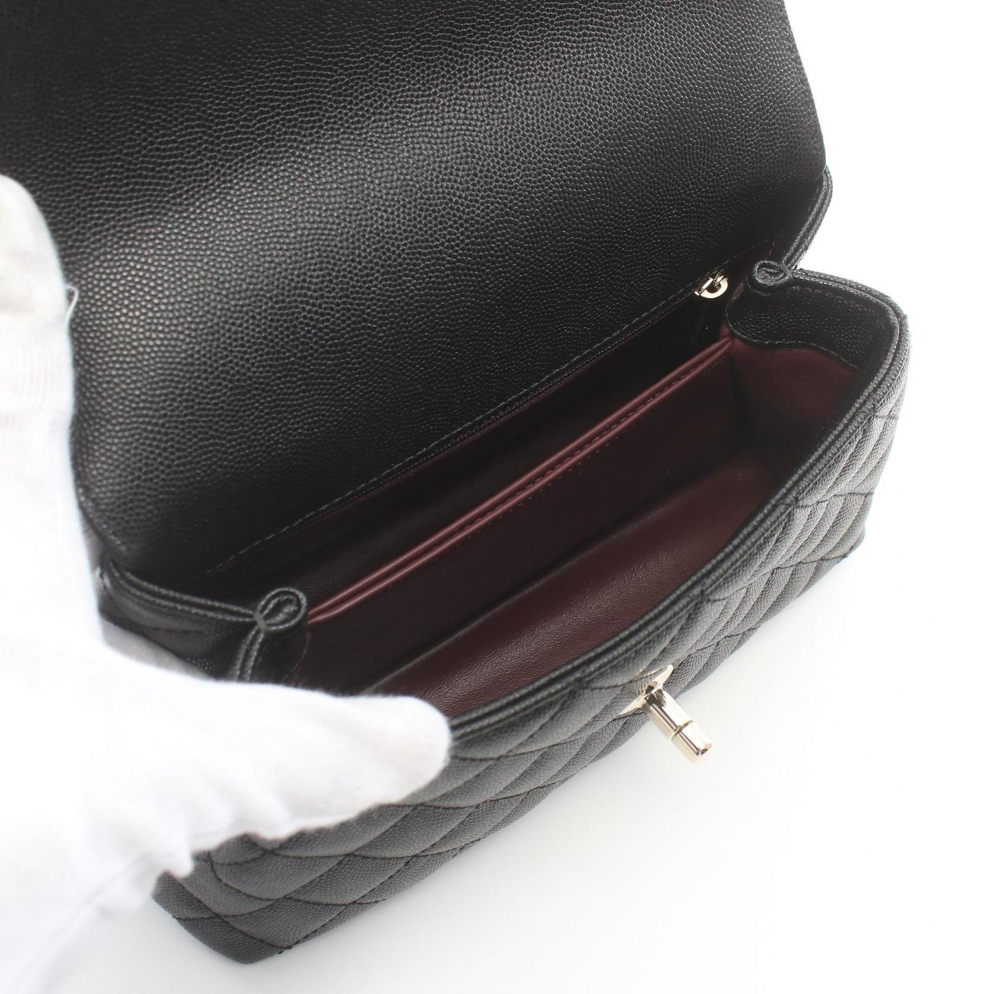 CHANEL Flap Matelasse Handbag Bag Caviar Skin Women's Black A92990
