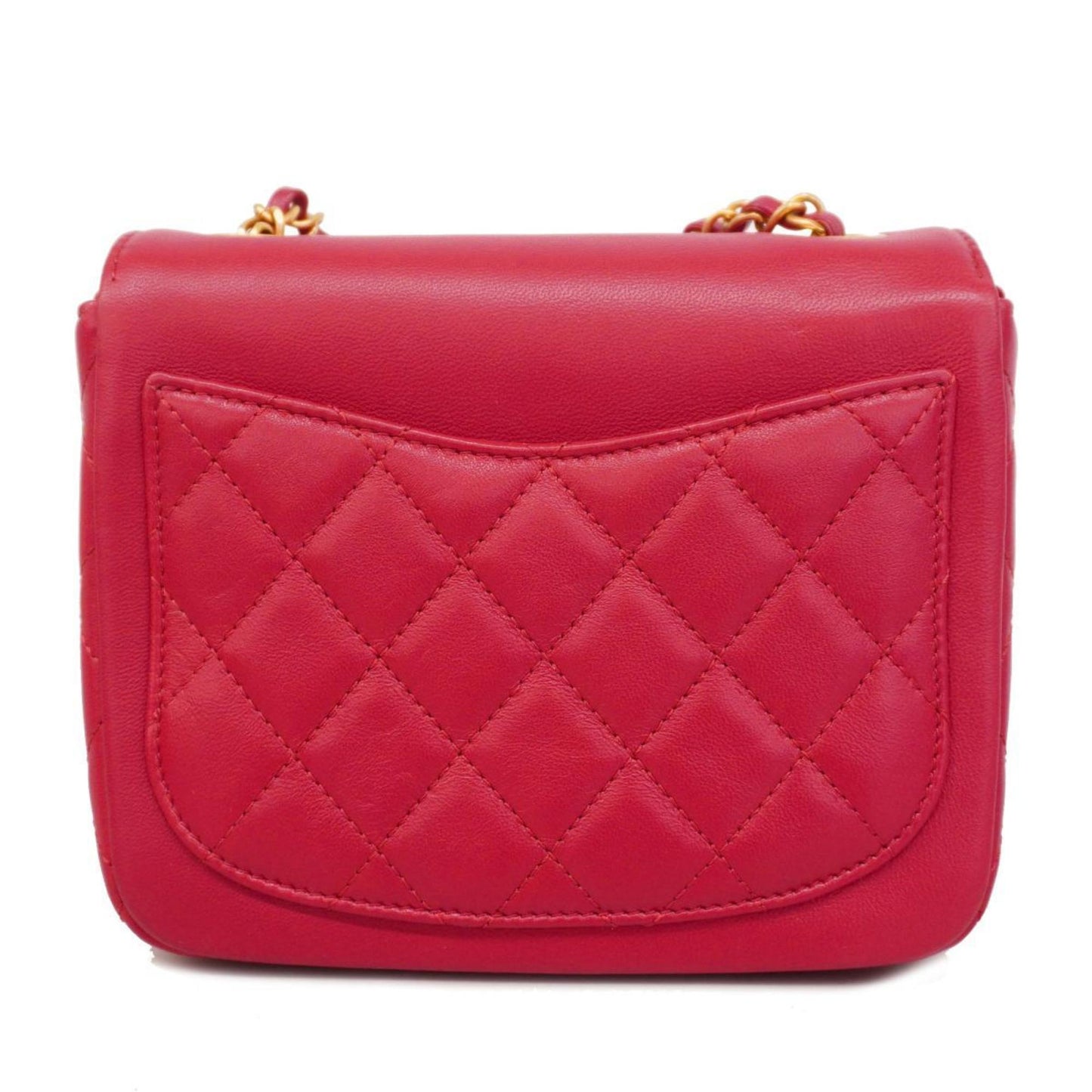 Chanel Shoulder Bag Matelasse Chain Lambskin Red Women's