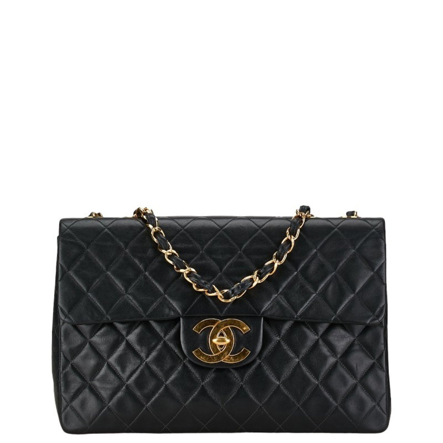 CHANEL Matelasse Deca Coco Mark Chain Shoulder Bag Black Lambskin Women's