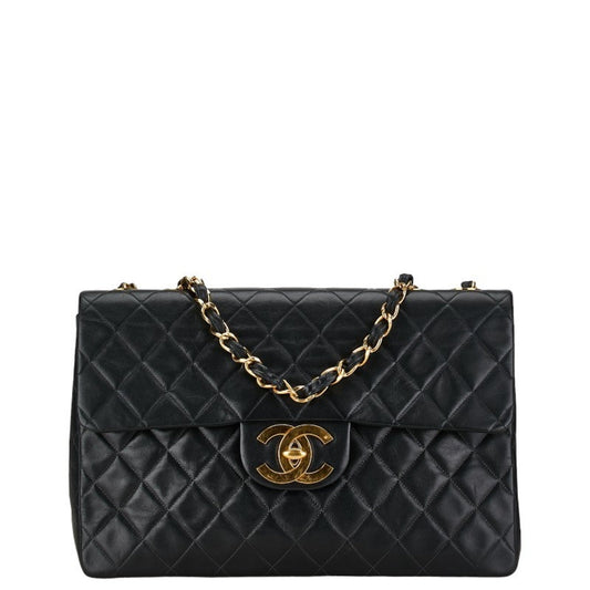 CHANEL Matelasse Deca Coco Mark Chain Shoulder Bag Black Lambskin Women's