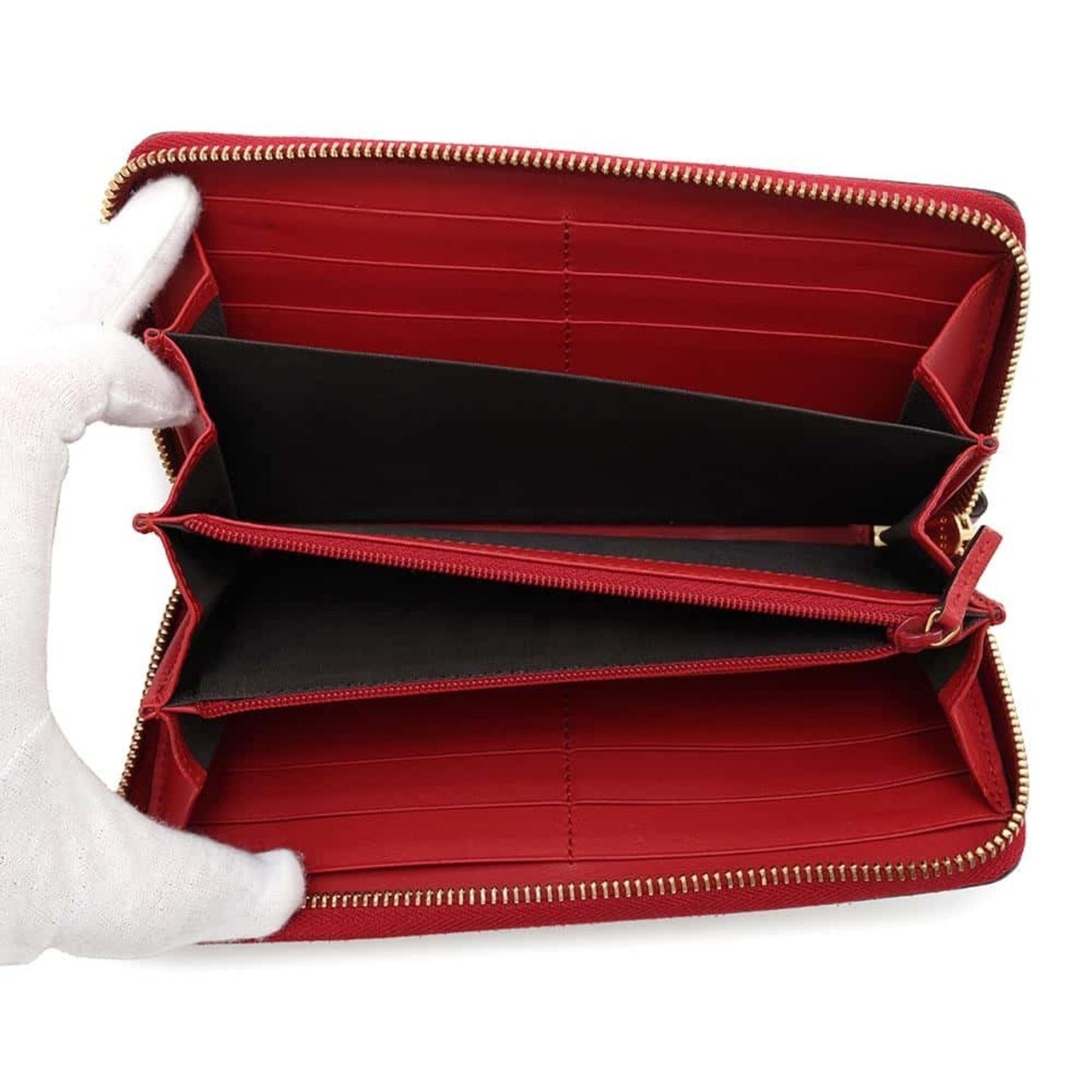 Gucci Beige Red Color Gg Supreme Leather Long Wallet (Bi-Fold)