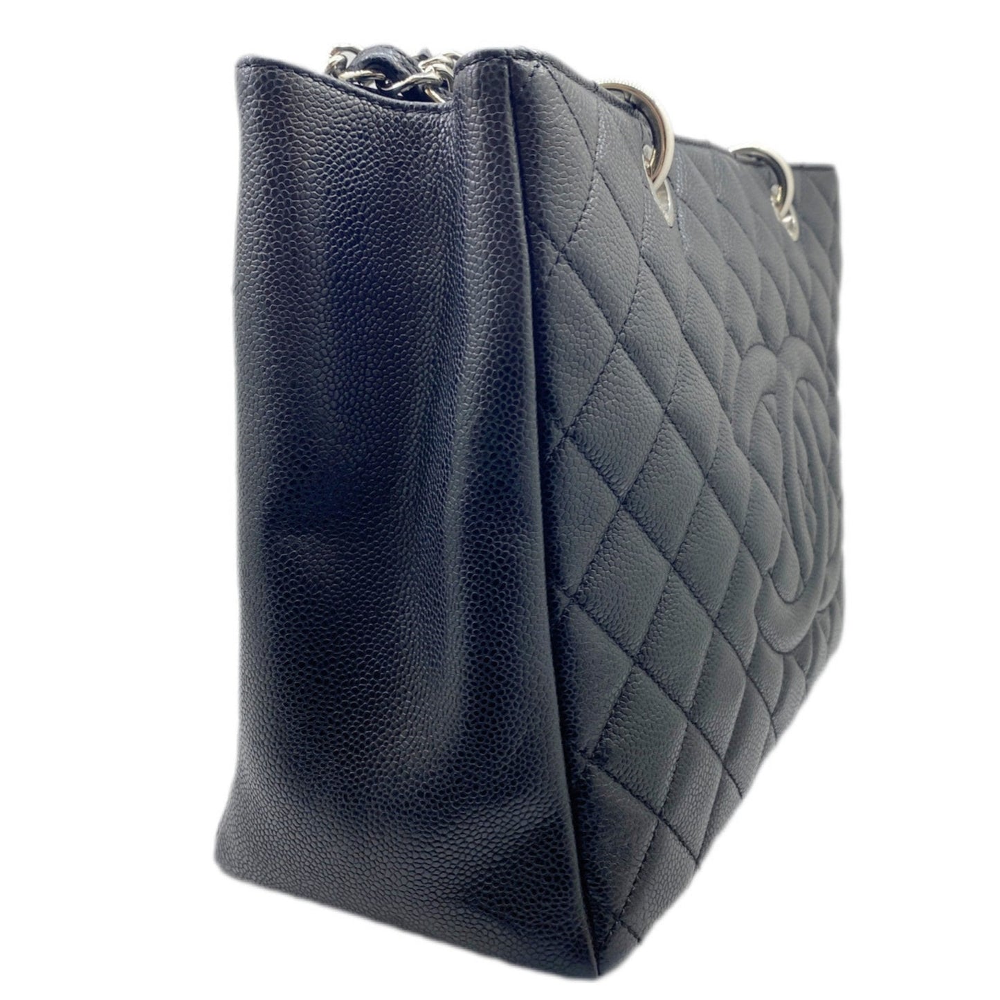 CHANEL Tote Bag GST Coco Mark Handbag Chain Shoulder Compatible Caviar Skin Black Women's